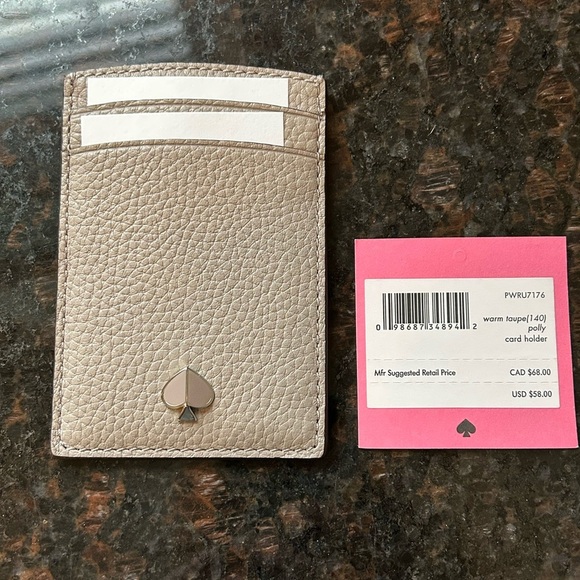 Kate Spade Gray Card Holder with Metallic Logo - Picture 1 of 4